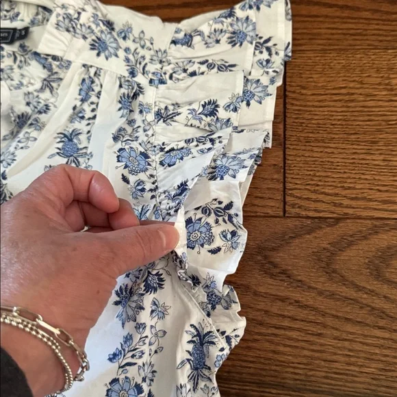 VINEYARD VINES Bella Floral White Ruffle Sleeve Popover - Picture 8 of 8